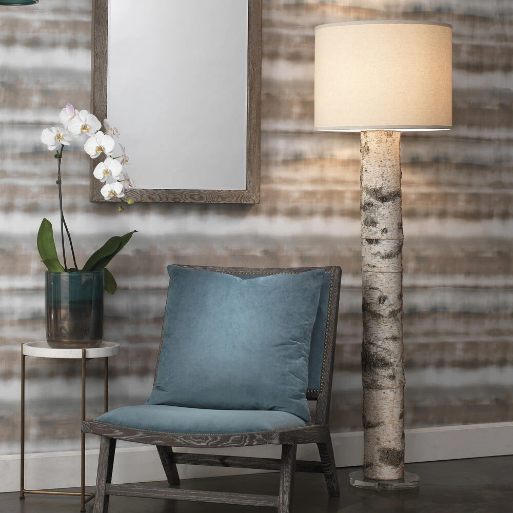 Forrester 69 Inch 150.00 Watt Birch Veneer Floor Lamp Portable Light - Image 5