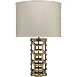 Labyrinth 30 Inch 150.00 Watt Antique Brass Metal Table Lamp Portable Light