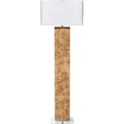 Parallel 63.25 Inch 150 Watt Natural Burl Wood Floor Lamp Portable Light