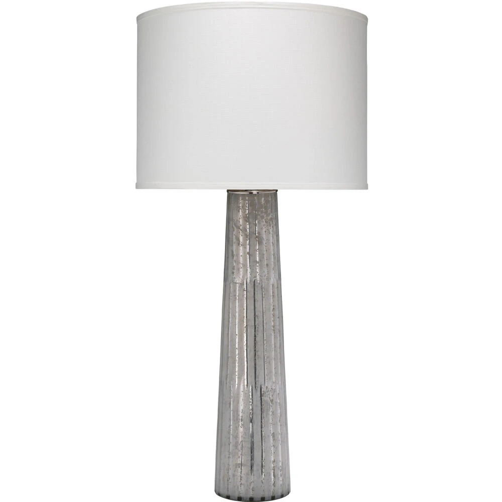 Striped Silver Pillar 38 Inch 150.00 Watt Clear Seeded Table Lamp Portable Light