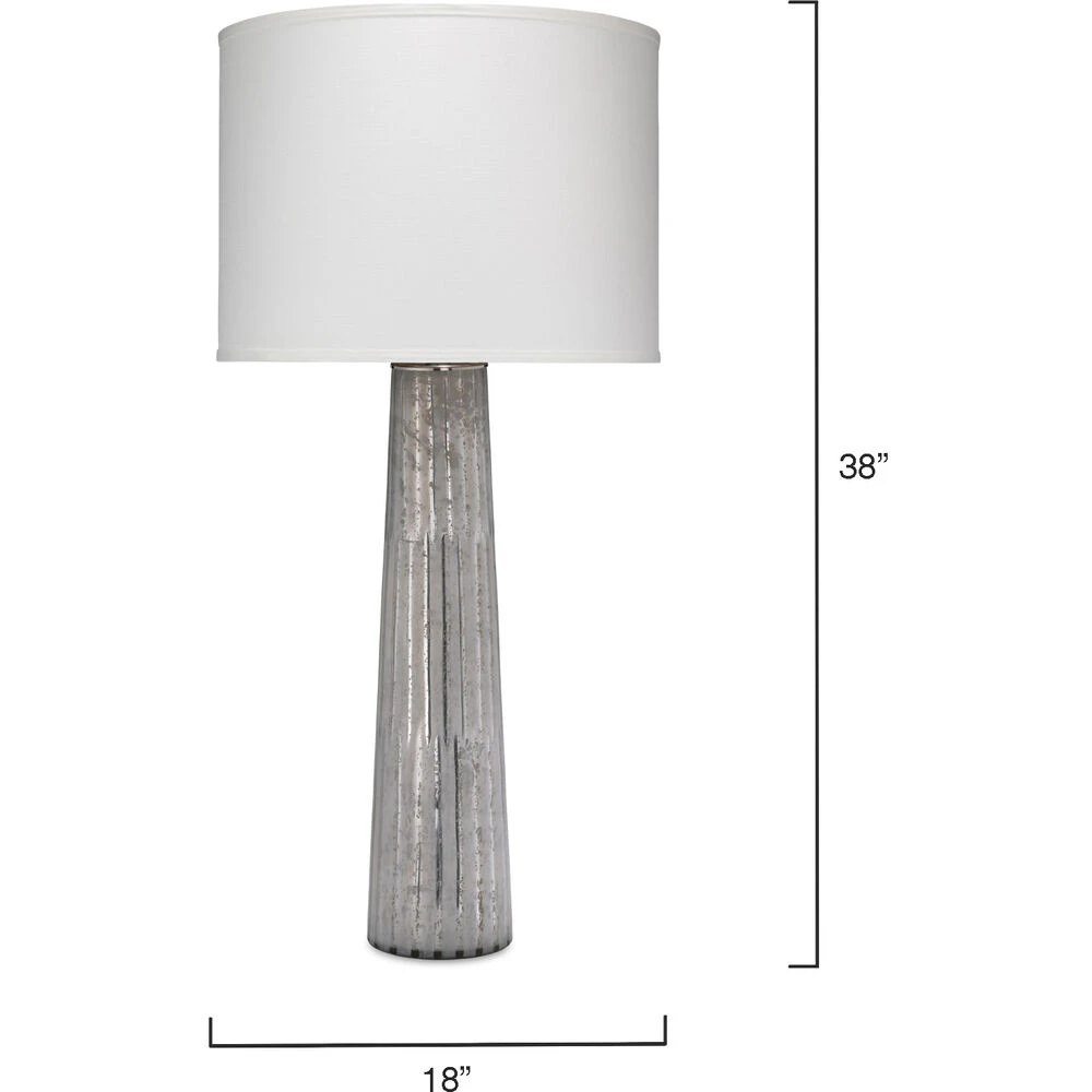 Striped Silver Pillar 38 Inch 150.00 Watt Clear Seeded Table Lamp Portable Light - Image 3