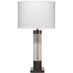 Sheridan 32 Inch 150.00 Watt White Hide & Oil Rubbed Bronze Metal Table Lamp Portable Light