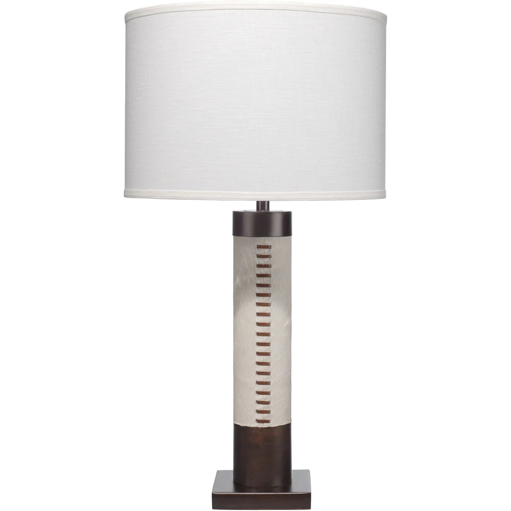 Sheridan 32 Inch 150.00 Watt White Hide & Oil Rubbed Bronze Metal Table Lamp Portable Light