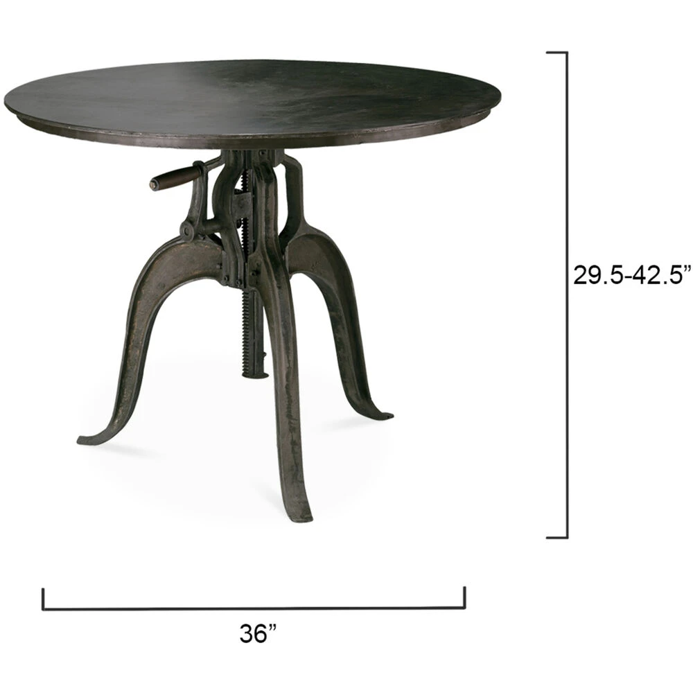 Americana 38 X 36 Inch Gun Metal Crank Table - Image 3