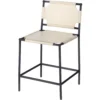 Asher 35 Inch Off-White Leather & Black Metal Counter Stool