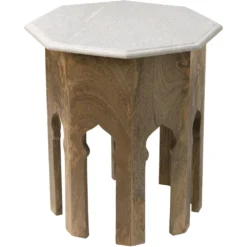 Atlas 18 X 18 Inch White Marble Side Table