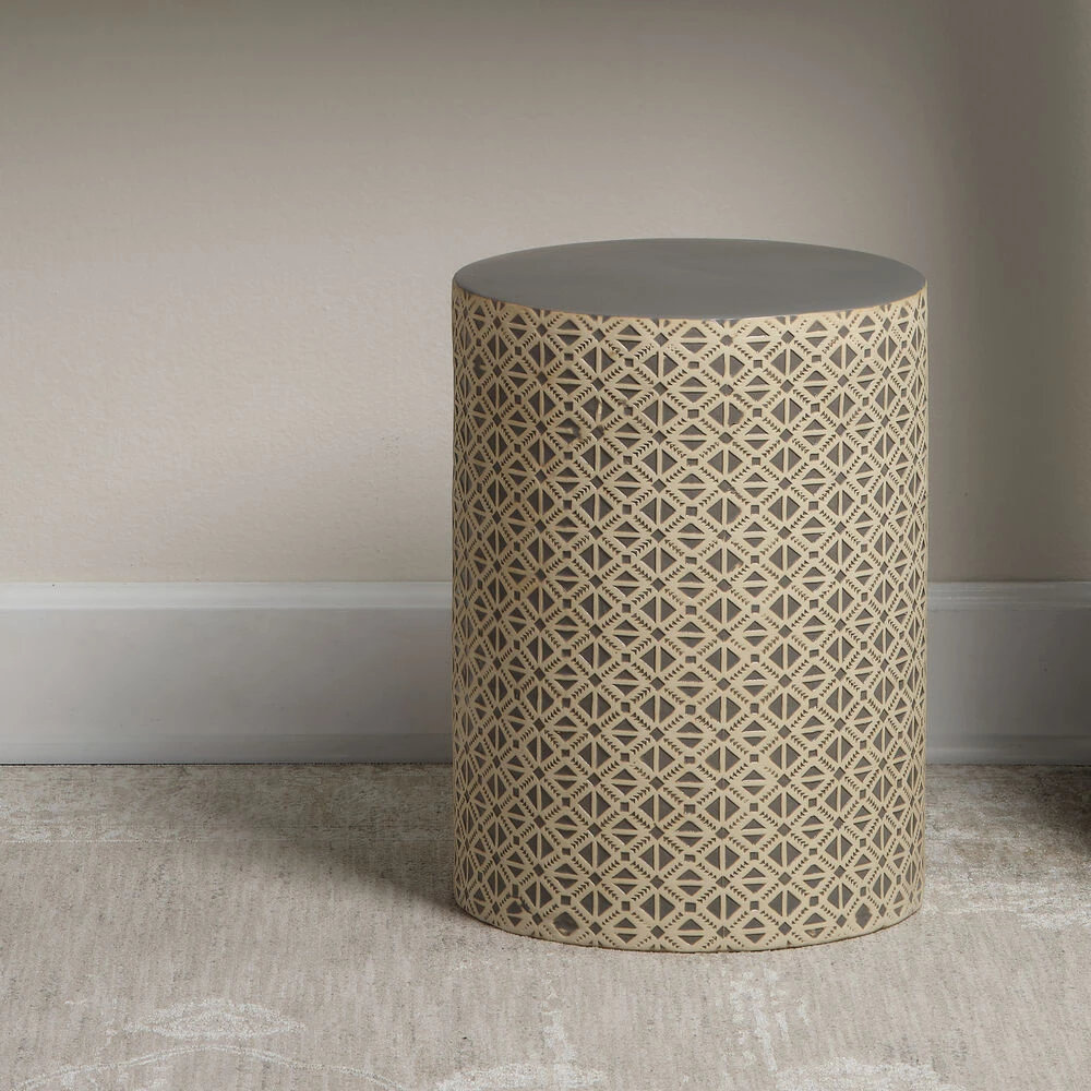 Charlotte 18 X 13 Inch Cream And Grey Side Table - Image 2