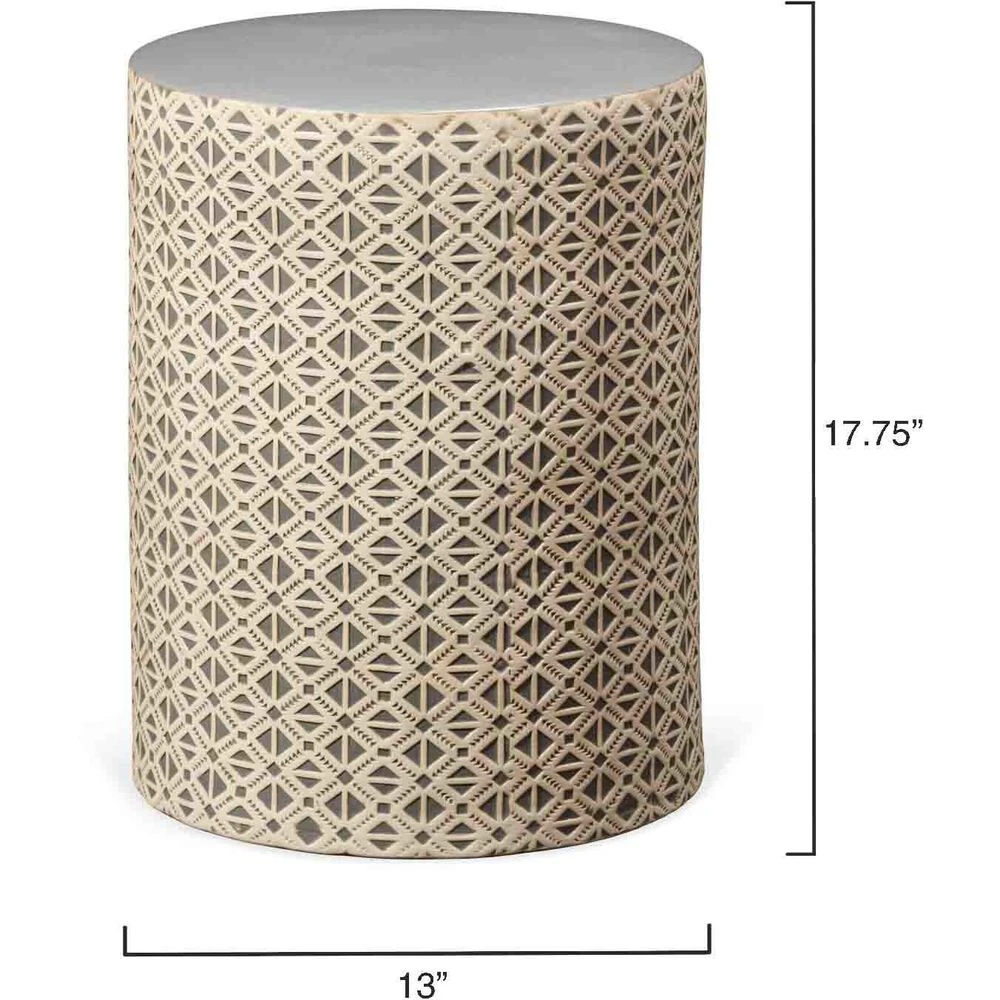 Charlotte 18 X 13 Inch Cream And Grey Side Table - Image 3