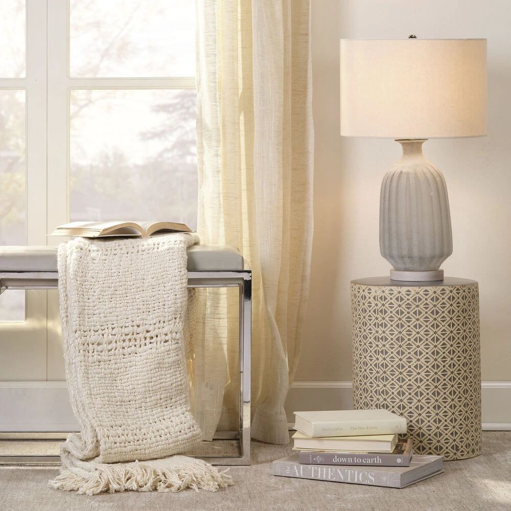 Charlotte 18 X 13 Inch Cream And Grey Side Table - Image 6