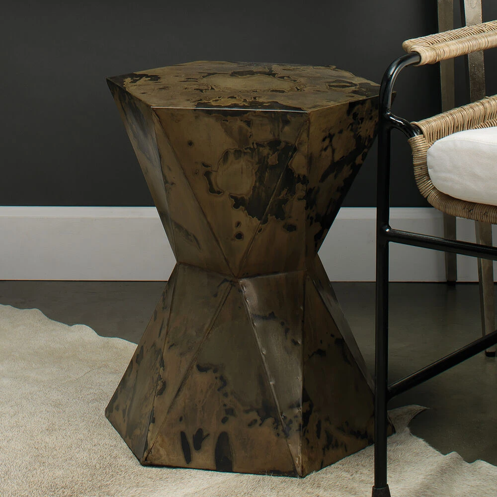 Crown 19 X 17 Inch Acid Washed Metal Side Table - Image 2