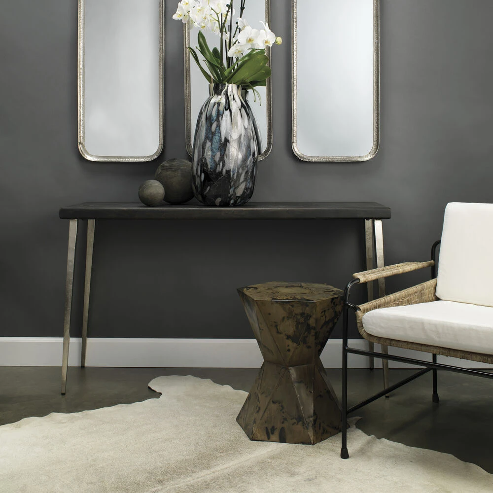 Crown 19 X 17 Inch Acid Washed Metal Side Table - Image 7