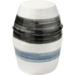 Horizon Striped 21 X 15 Inch Grey / Black / White Ceramic Side Table