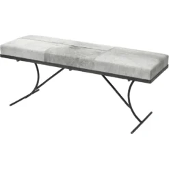 Kai Grey Hide & Black Hand Forged Iron Bench