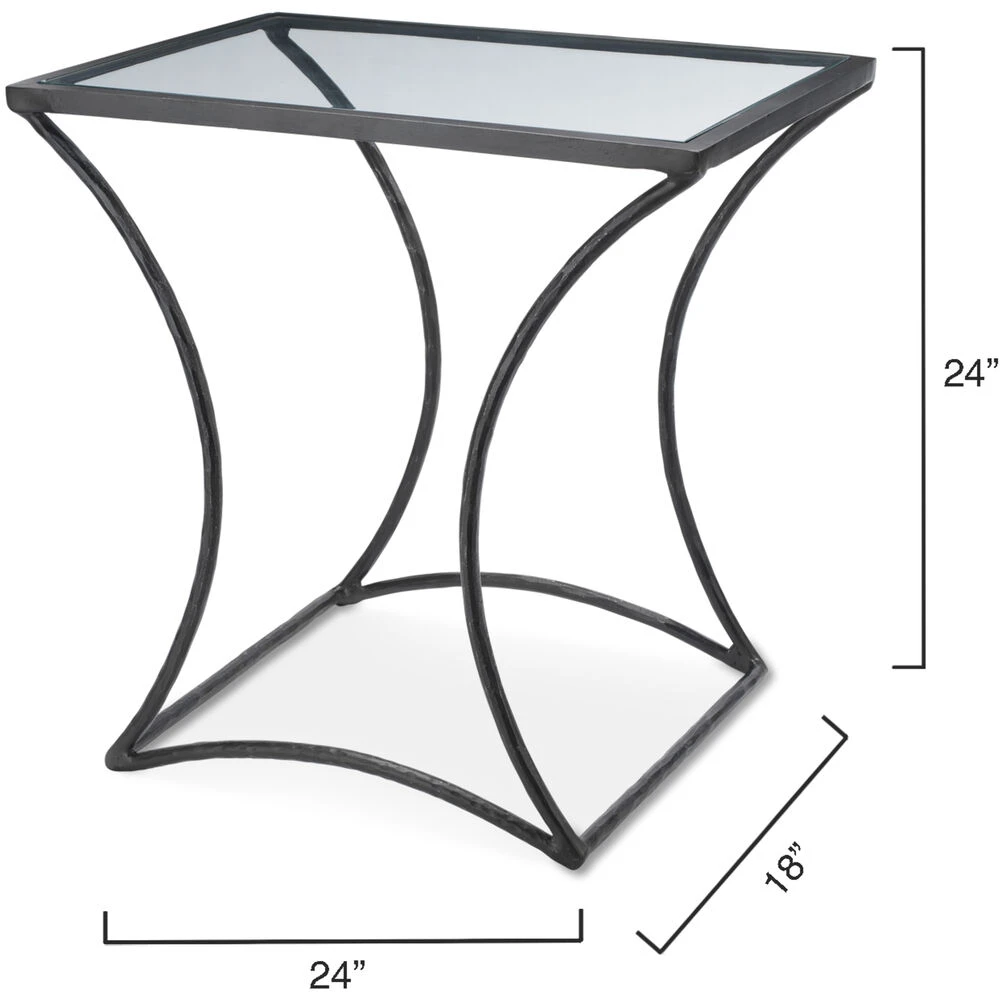 Kai 24 X 24 Inch Black Forged Iron W/ Clear Tempered Glass Top Side Table - Image 3