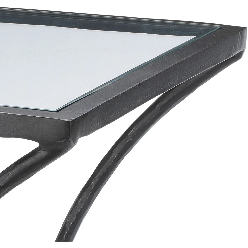 Kai 24 X 24 Inch Black Forged Iron W/ Clear Tempered Glass Top Side Table - Image 4