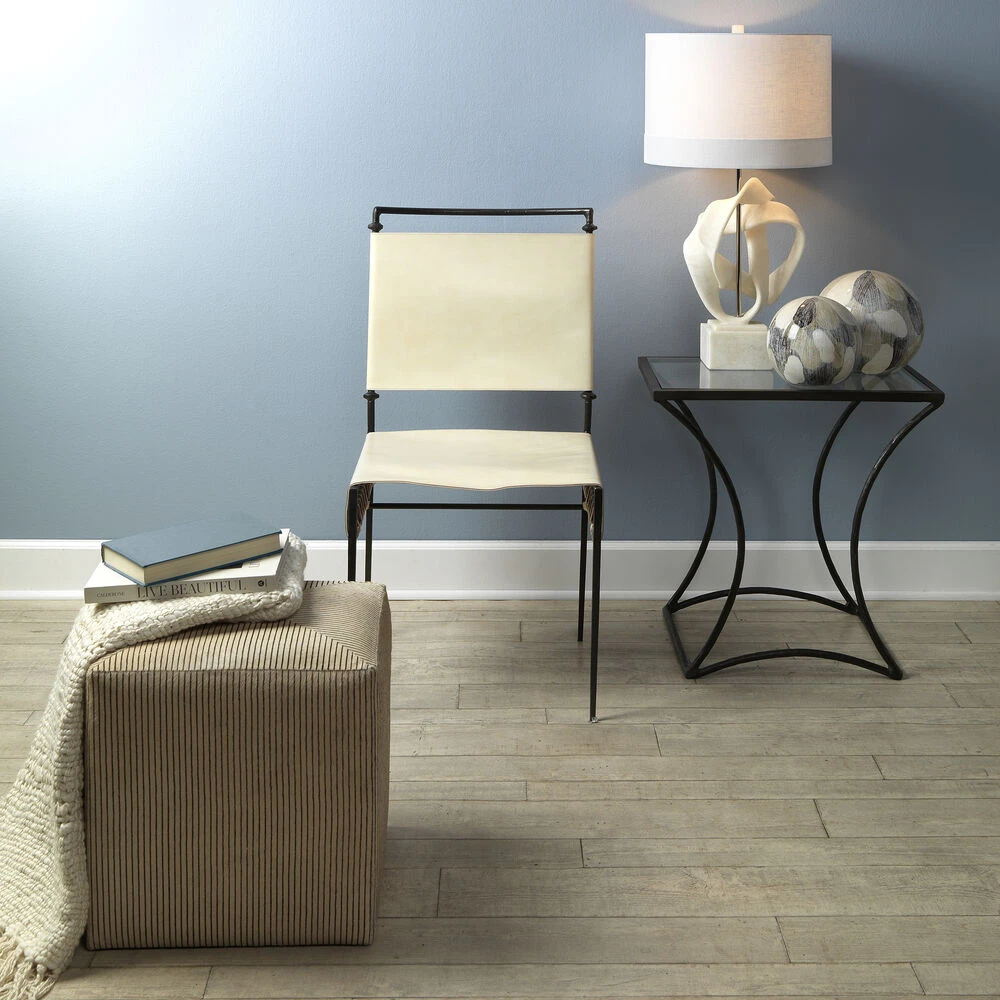 Kai 24 X 24 Inch Black Forged Iron W/ Clear Tempered Glass Top Side Table - Image 6