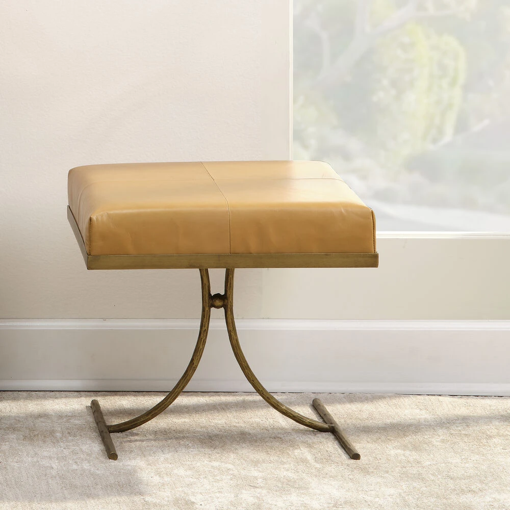 Kai 18 Inch Antique Brass Stool - Image 2