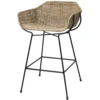 Nusa 33 Inch Natural Rattan & Black Steel Counter Stool