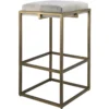 Shelby 30 Inch White Hide & Antique Brass Bar Stool