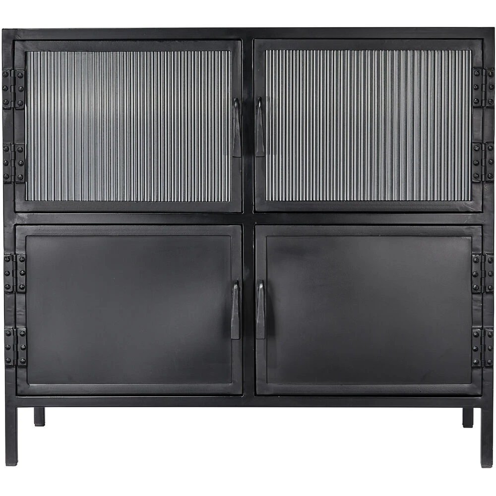 Vitrino 33.5 X 30 Inch Black 4 Door Side Table