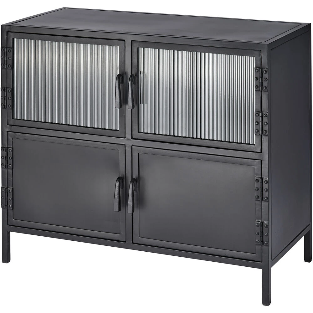 Vitrino 33.5 X 30 Inch Black 4 Door Side Table - Image 9