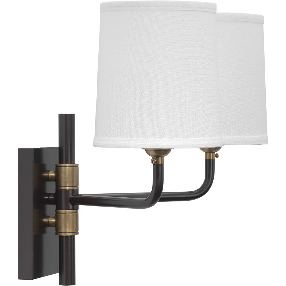 Lawton 2 Light 13 Inch Oil Rubbed Bronze W/ Antique Brass Accents Double Arm Wall Sconce Wall Light - Image 6