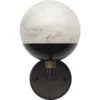 Metro 1 Light 7 Inch Faux White Alabaster And Oil Rubbed Bronze Wall Sconce Wall Light