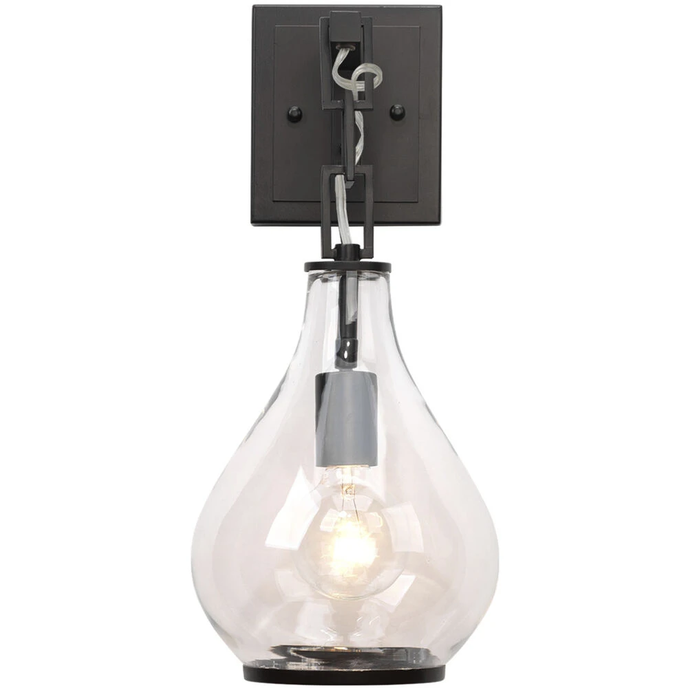 Tear Drop 1 Light 8 Inch Clear Glass & Oil Rubbed Bronze Metal Wall Sconce Wall Light - Image 4