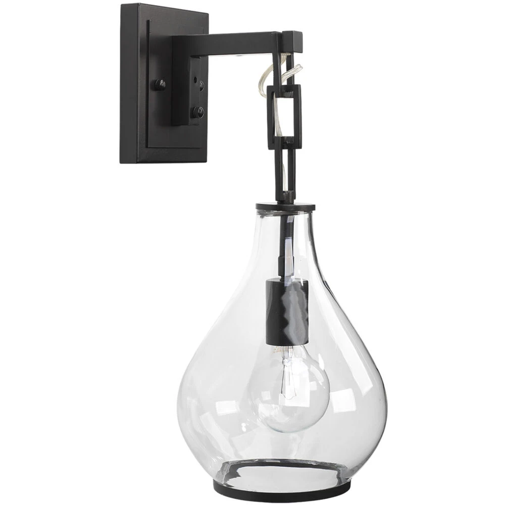 Tear Drop 1 Light 8 Inch Clear Glass & Oil Rubbed Bronze Metal Wall Sconce Wall Light - Image 5