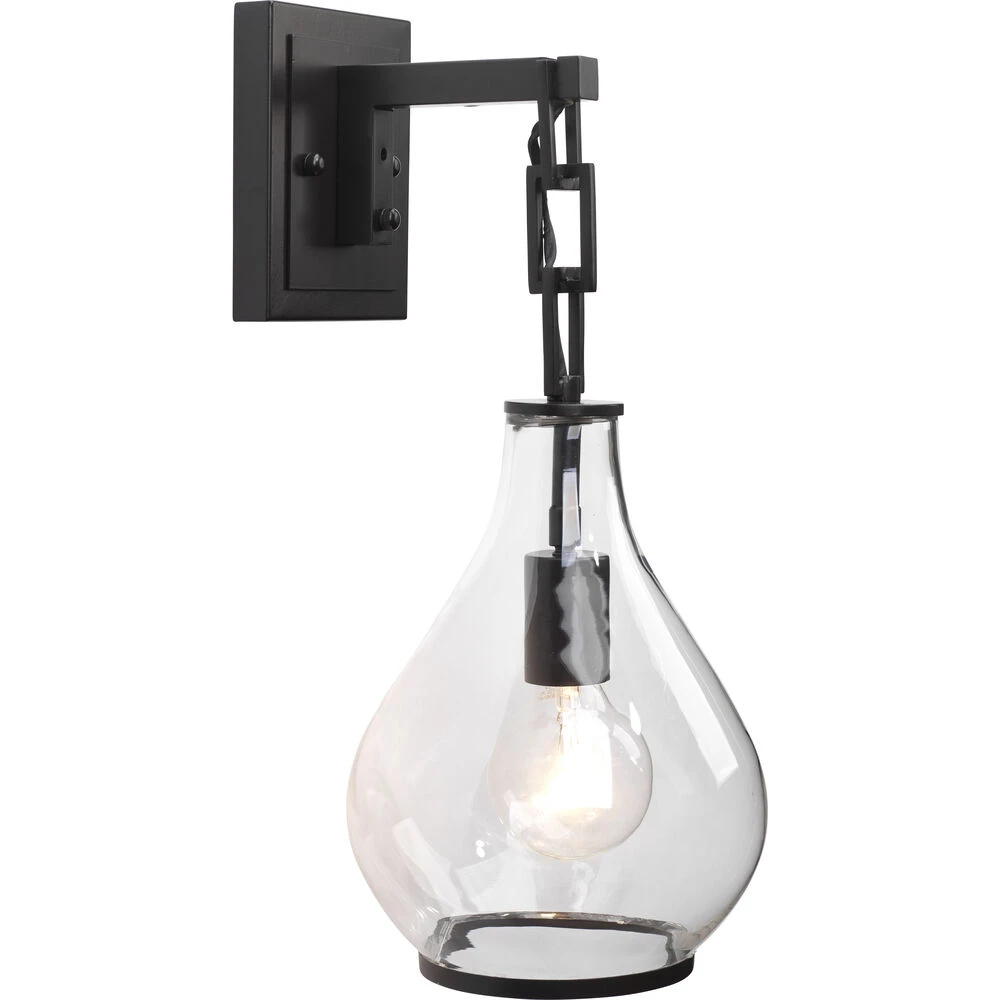 Tear Drop 1 Light 8 Inch Clear Glass & Oil Rubbed Bronze Metal Wall Sconce Wall Light - Image 6