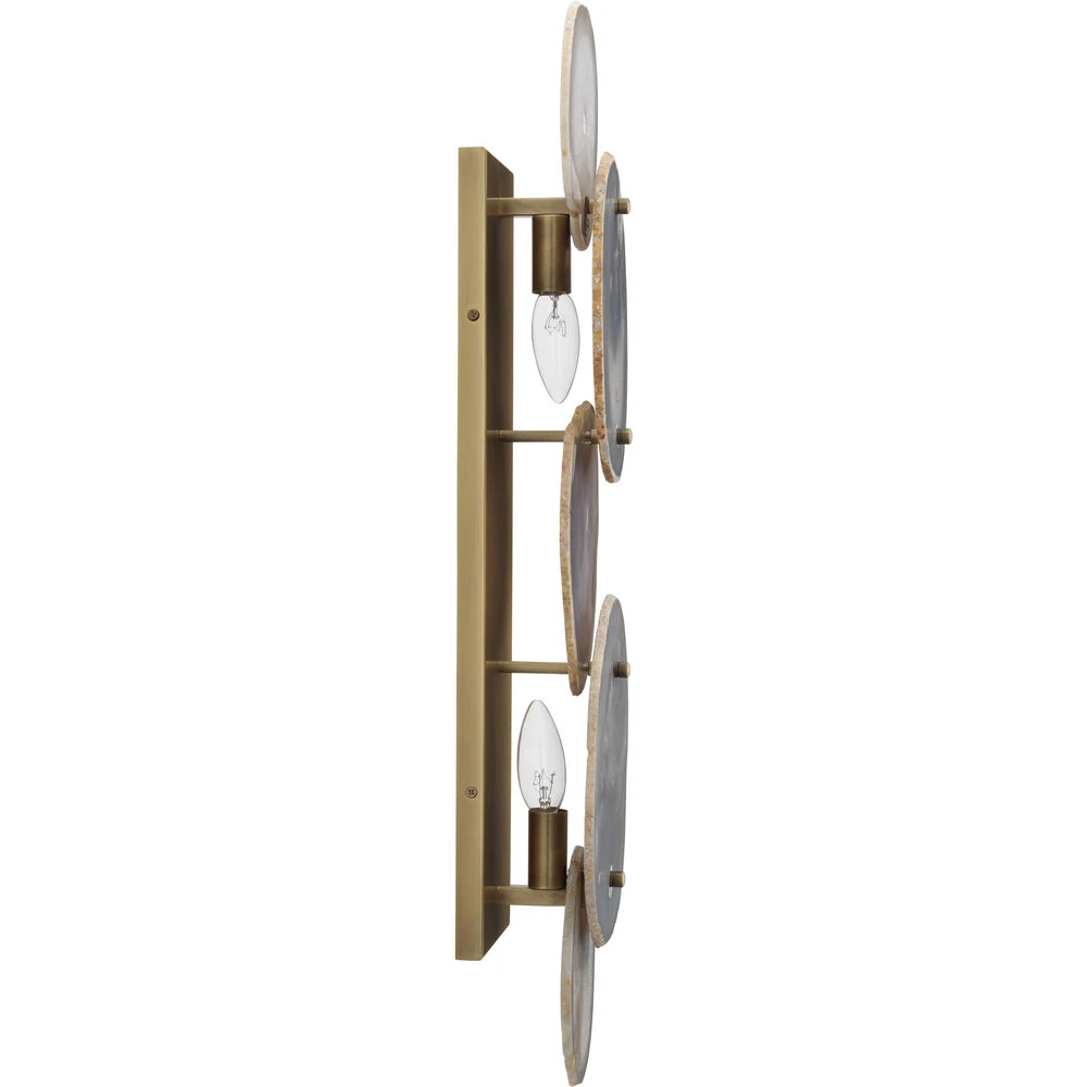 Trinity 2 Light 6.5 Inch Pale Lavender & Antique Brass Wall Sconce Wall Light - Image 2