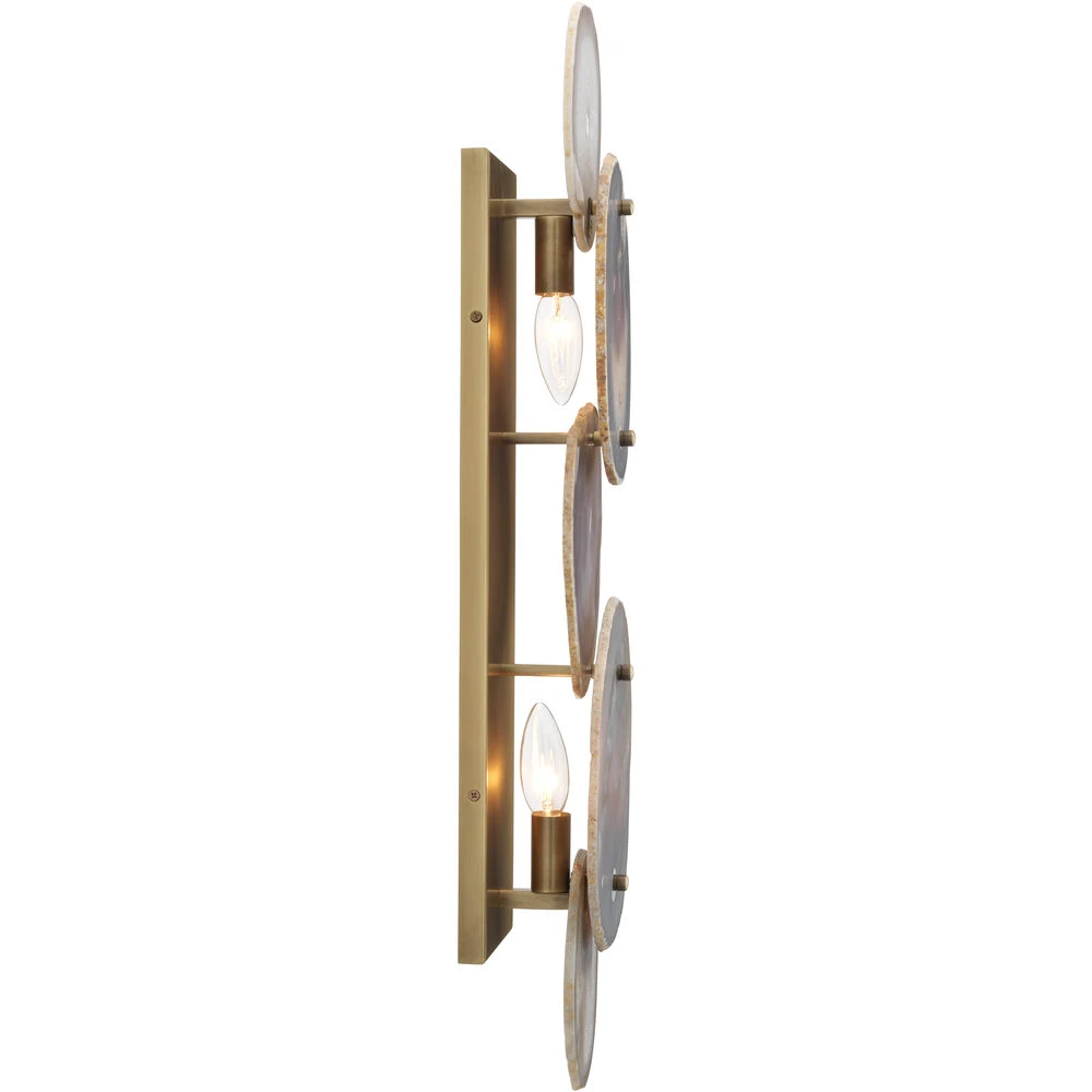 Trinity 2 Light 6.5 Inch Pale Lavender & Antique Brass Wall Sconce Wall Light - Image 4