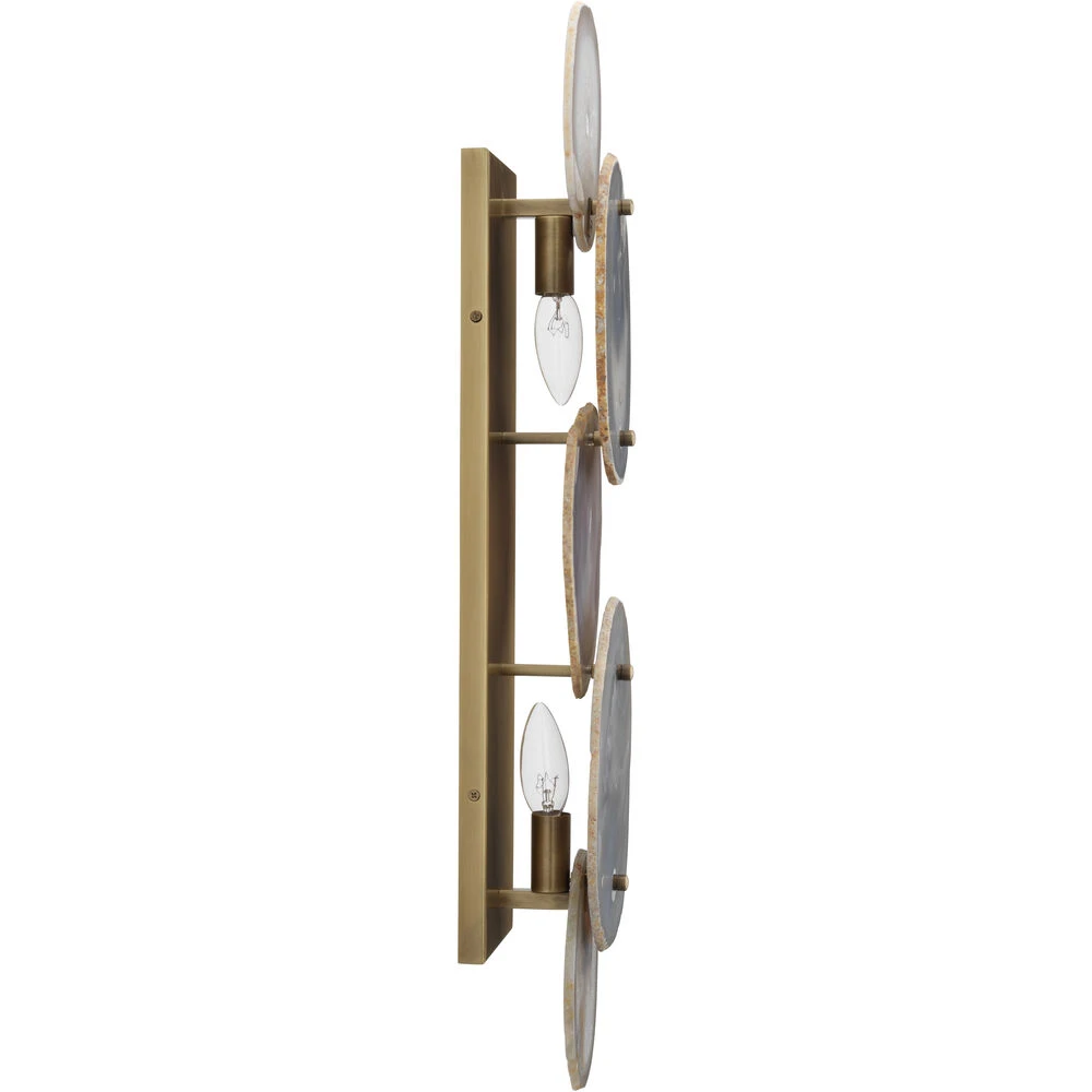 Trinity 2 Light 6.5 Inch Pale Lavender & Antique Brass Wall Sconce Wall Light - Image 5