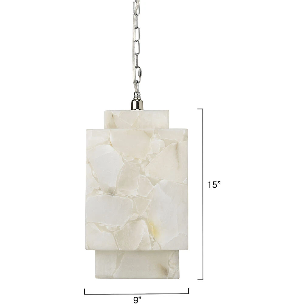 Borealis 1 Light 9 Inch Alabaster Pendant Ceiling Light, Cube - Image 4