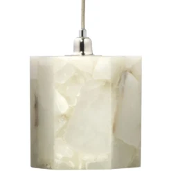 Borealis 1 Light 7 Inch Alabaster Pendant Ceiling Light, Hexagon