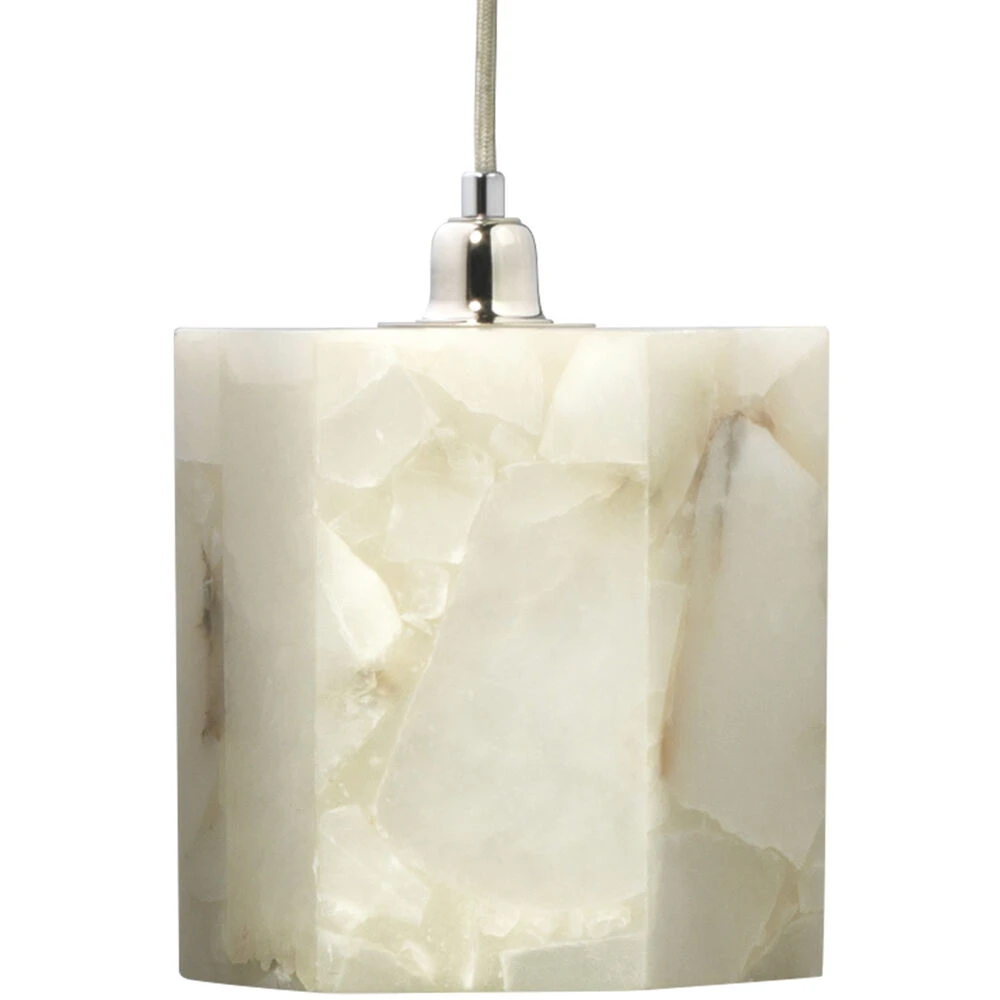 Borealis 1 Light 7 Inch Alabaster Pendant Ceiling Light, Hexagon