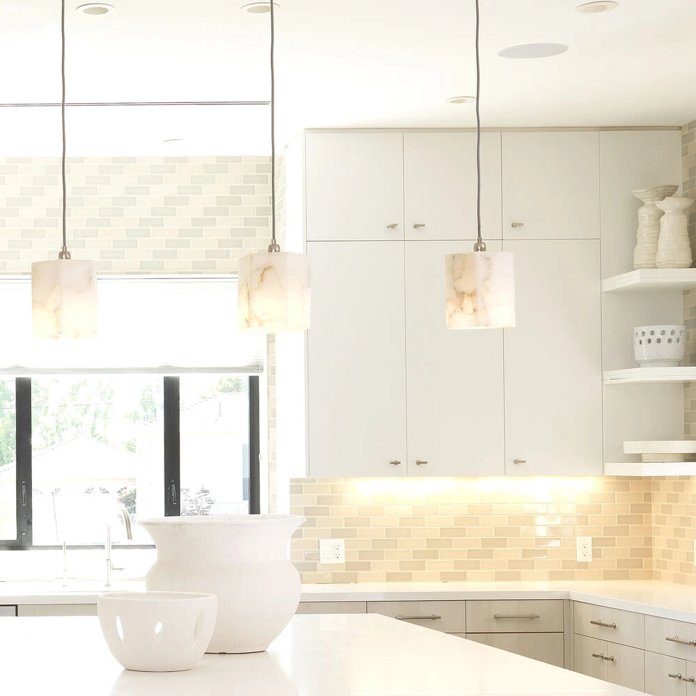 Borealis 1 Light 7 Inch Alabaster Pendant Ceiling Light, Hexagon - Image 2