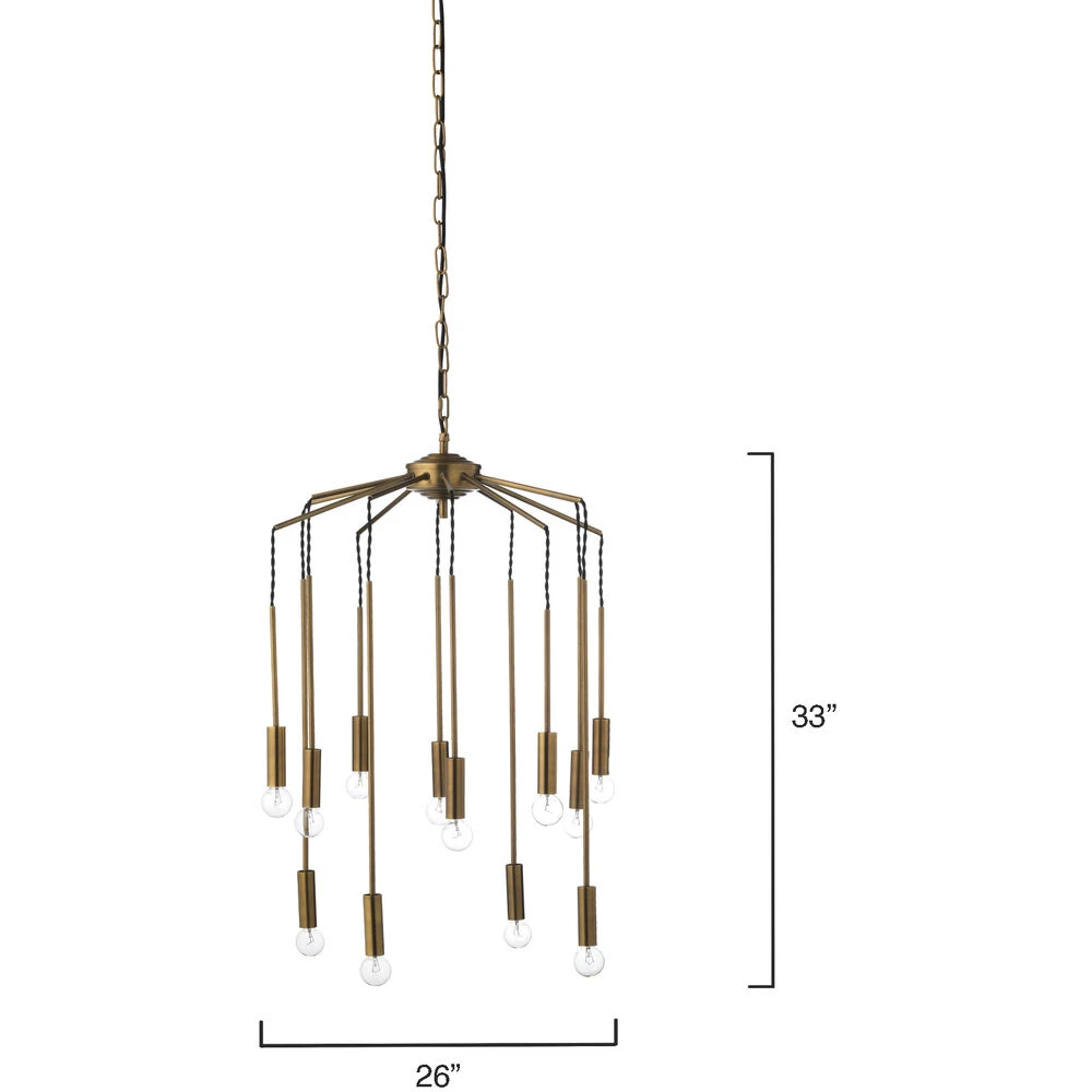 Cascade 12 Light 26 Inch Antique Brass Pendant Ceiling Light - Image 3