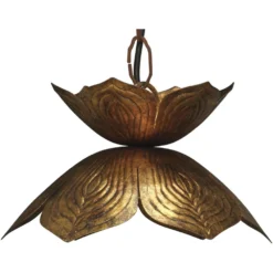 Flowering Lotus 1 Light 11 Inch Antique Gold Pendant Ceiling Light