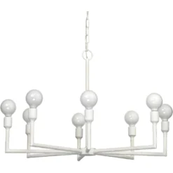 Park 8 Light 32 Inch White Gesso Chandelier Ceiling Light