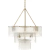 Perignon 24 Light 25 Inch Melted Ice Glass & Antique Brass Three Tier Chandelier Ceiling Light
