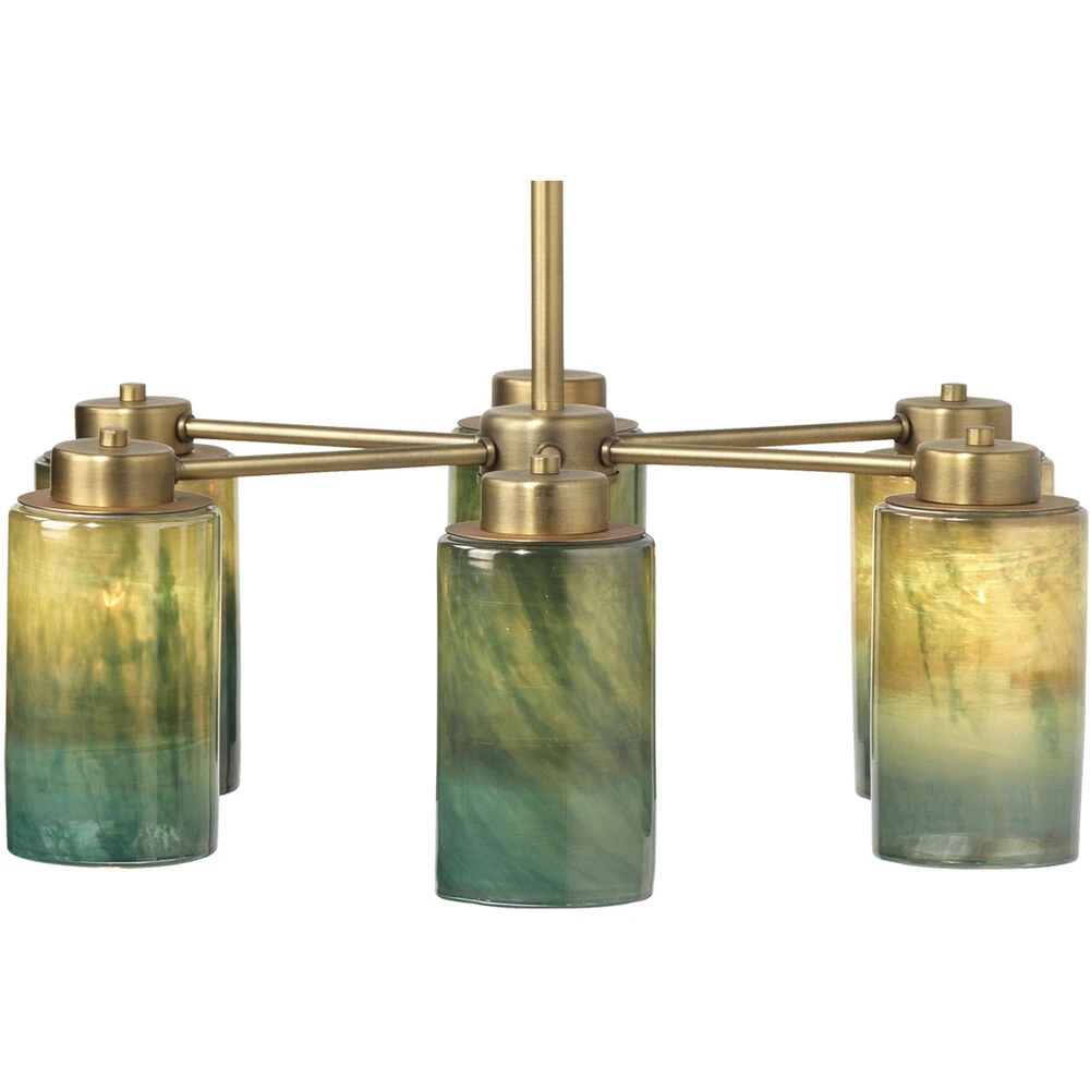Vapor 6 Light 27 Inch Antique Brass & Vapor Glass Chandelier Ceiling Light - Image 3