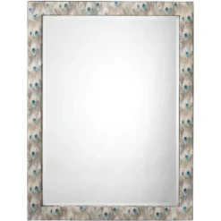 Plume 33 X 25 Inch White Peacock Lacquer Wall Mirror