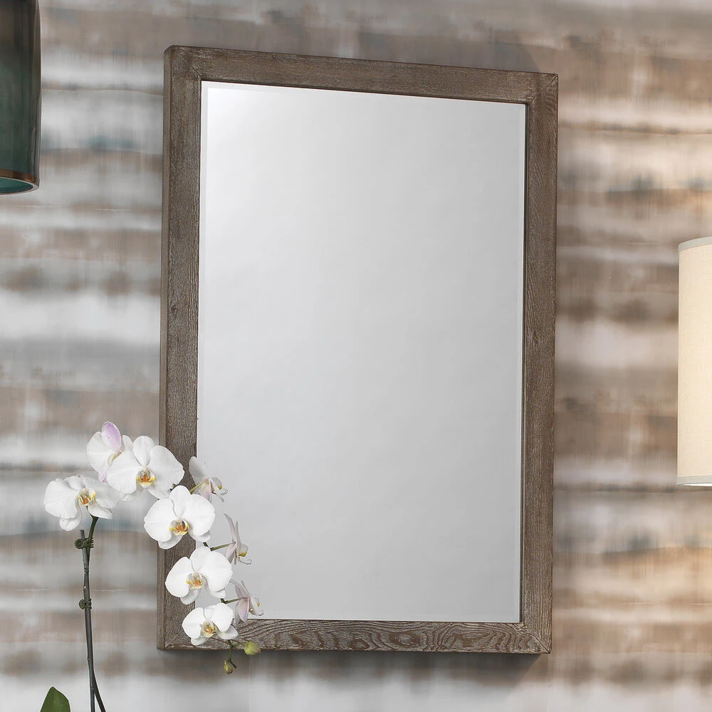 Austere 38 X 26 Inch Dark Wood Mirror - Image 2