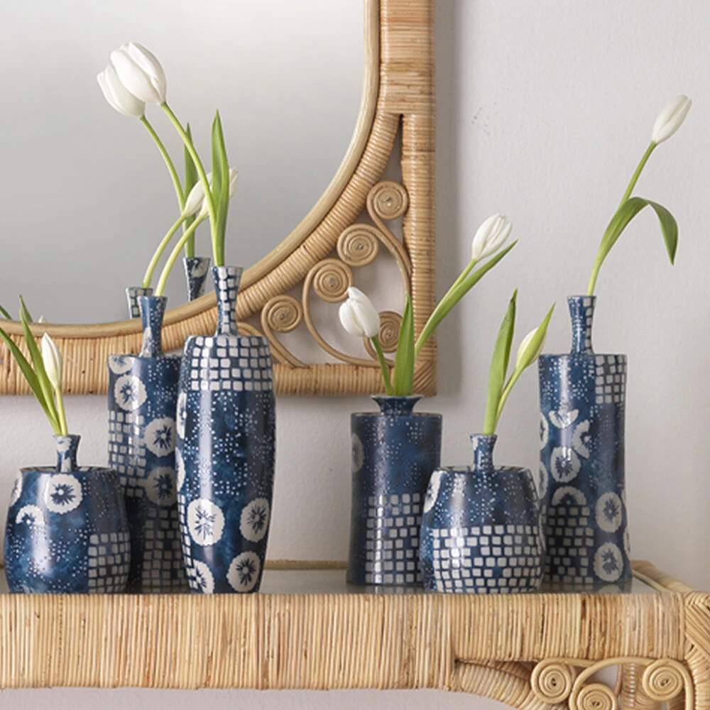 Block Print 12 X 4.75 Inch Vases, Set Of 4 - Image 6