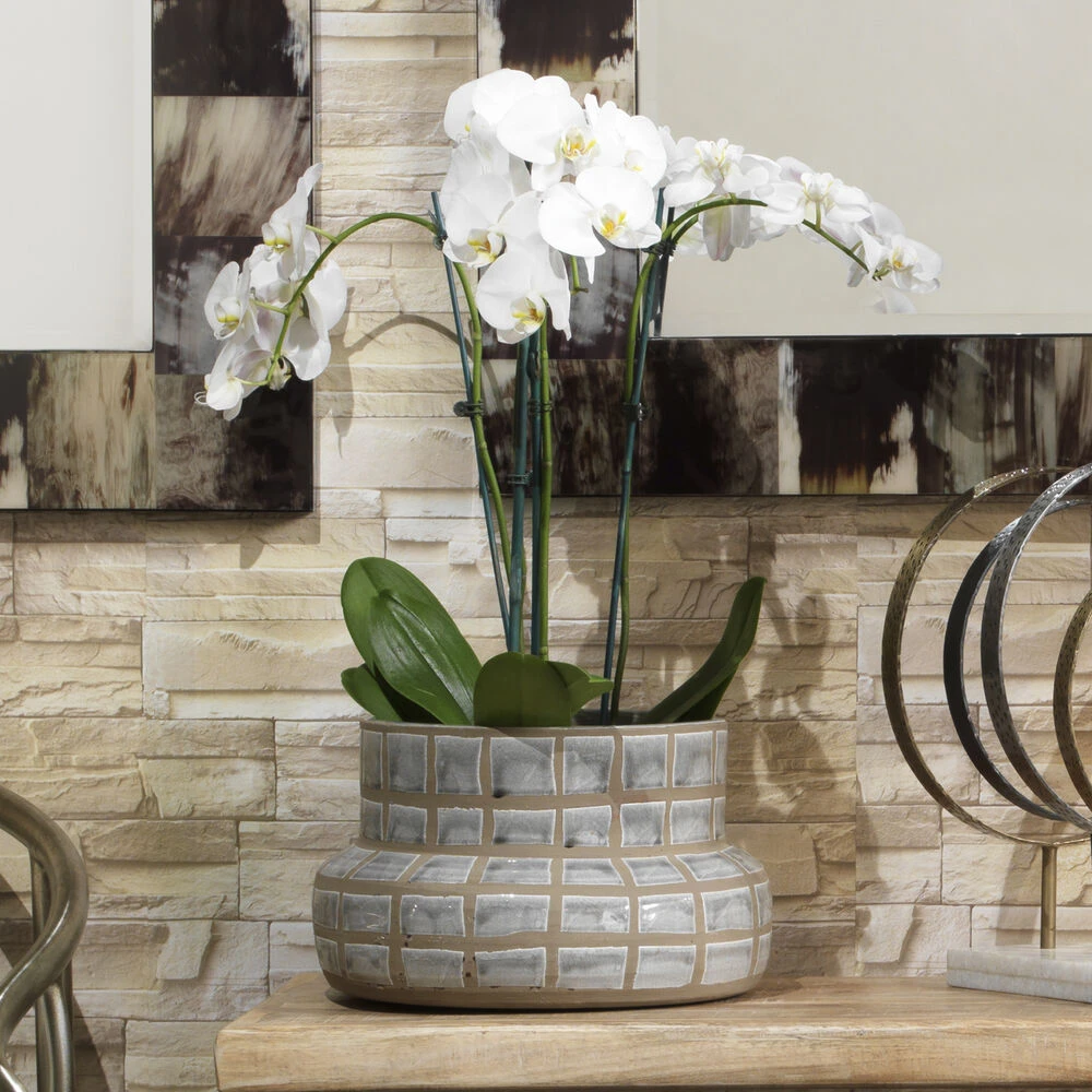 Grid Ceramic 14 X 9 Inch Vase - Image 2