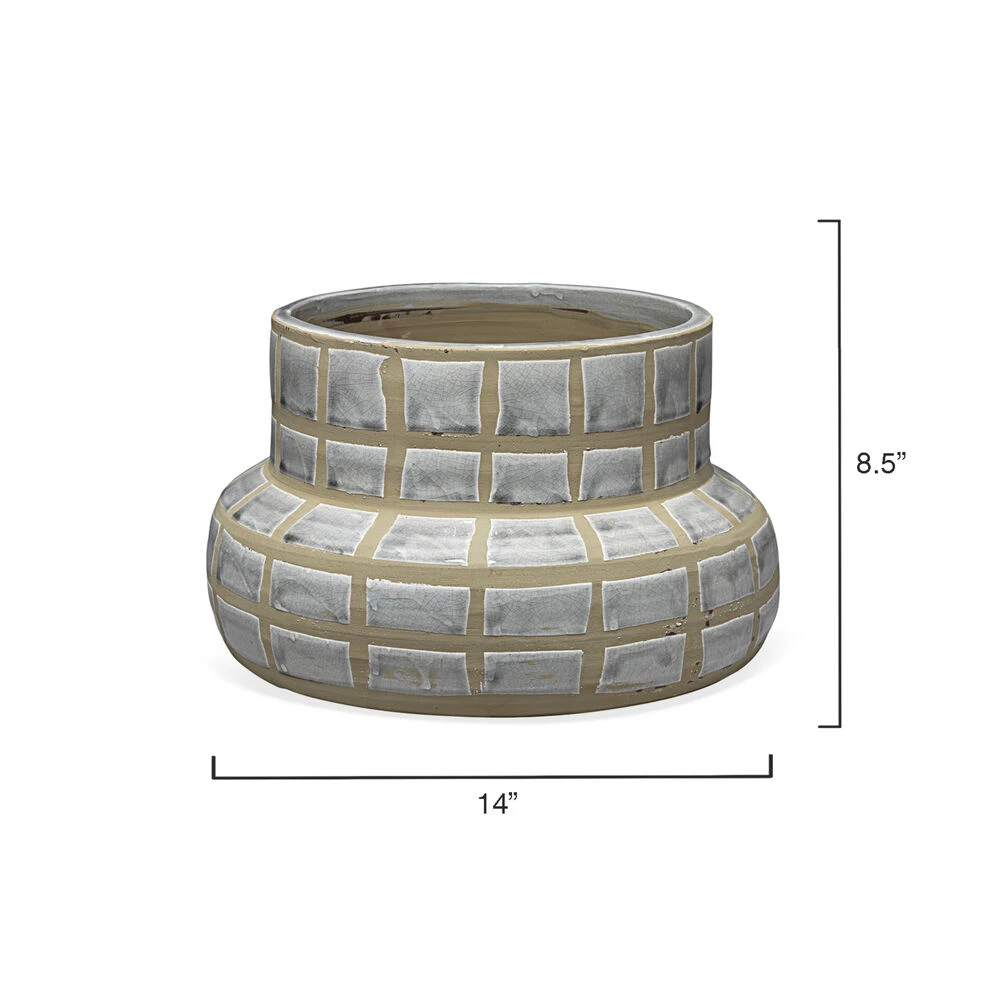 Grid Ceramic 14 X 9 Inch Vase - Image 3