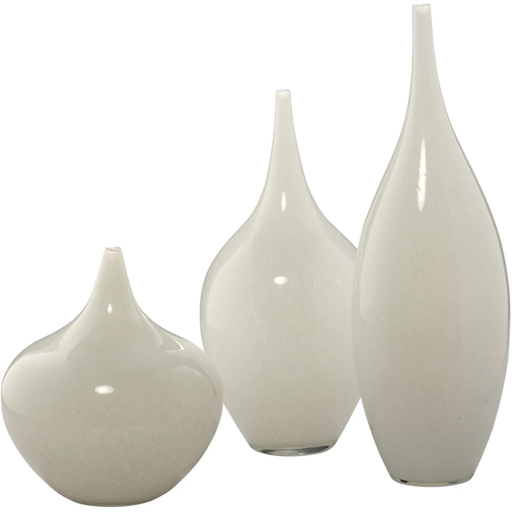 Nymph Decorative 19 X 8 Inch Vases In White Glass, Set Of 3