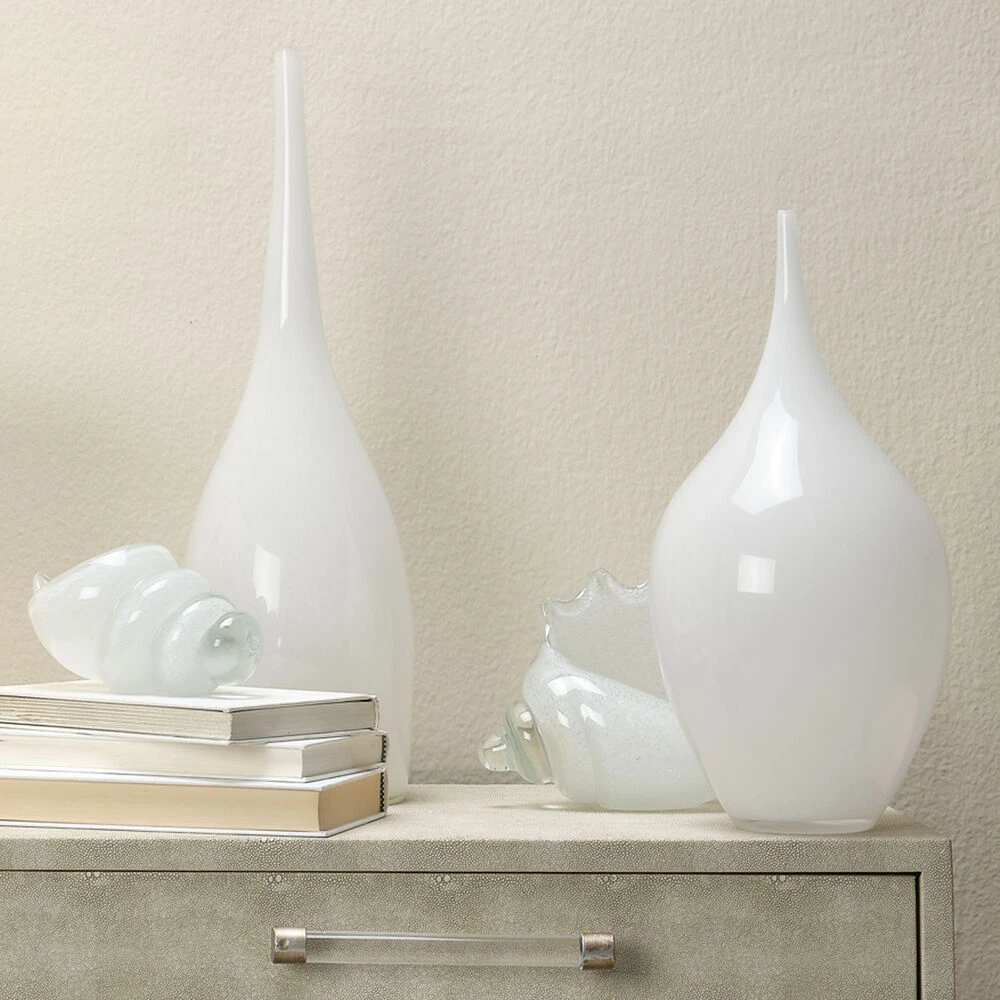 Nymph Decorative 19 X 8 Inch Vases In White Glass, Set Of 3 - Image 2
