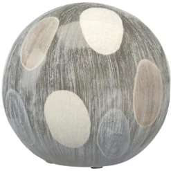 Painted Cream / White And Black Ceramic Sphere